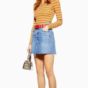 Topshop moto frayed denim miniskirt